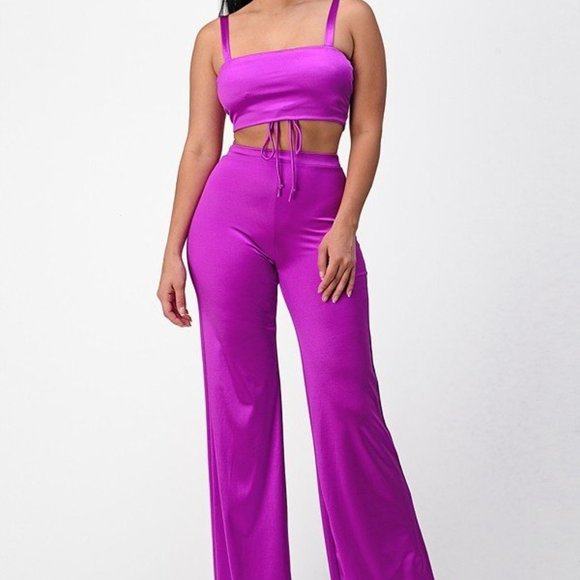 Miami Strip Crop Top & Pants Set - Picture 4 of 4